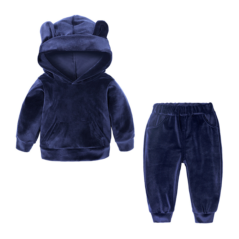 navy blue velvet tracksuit