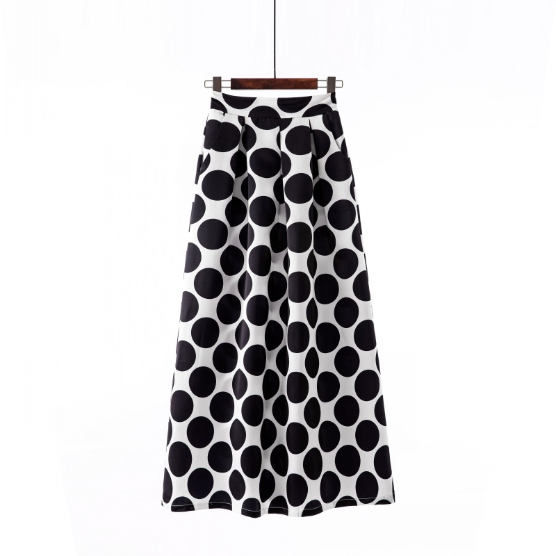  Women Floral Printed Maxi Skirt Vintage High Waist Floor Length Plus Size Pleated A Line Long Skirt 16#