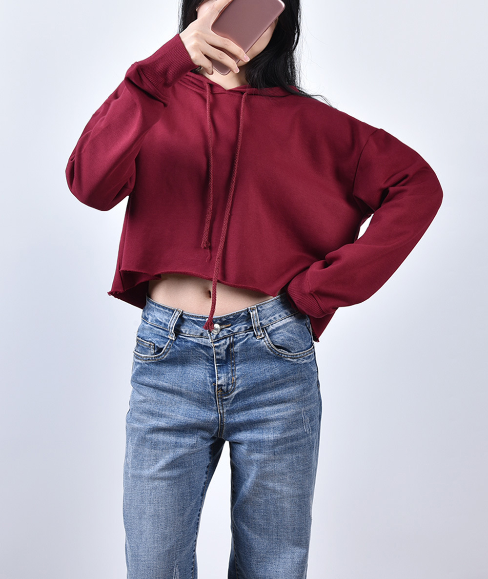 loose crop top hoodie