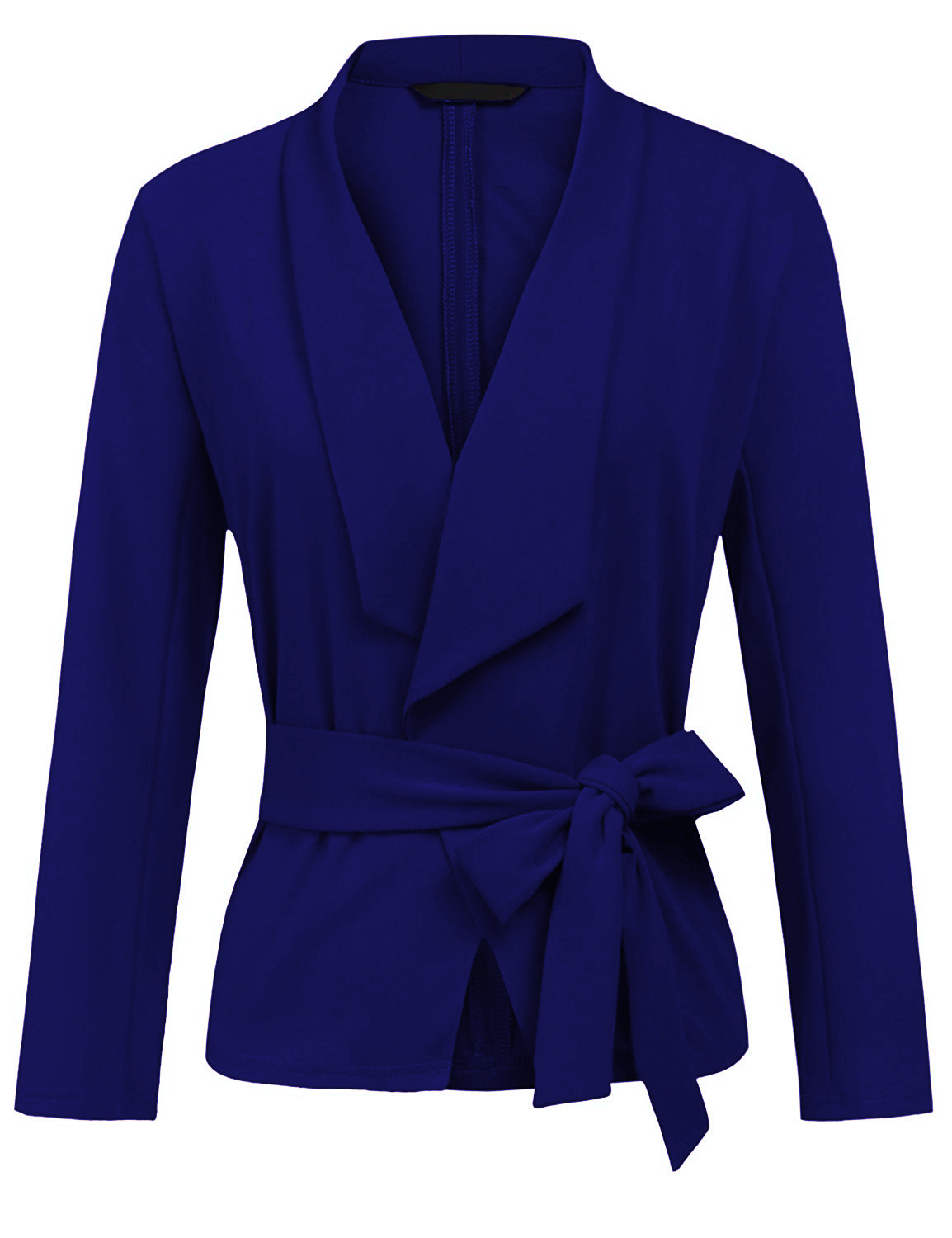 Women Blazer Coat Autumn Long Sleeve Belted Casual Work Office Lady Slim Suit Jacket royal blue