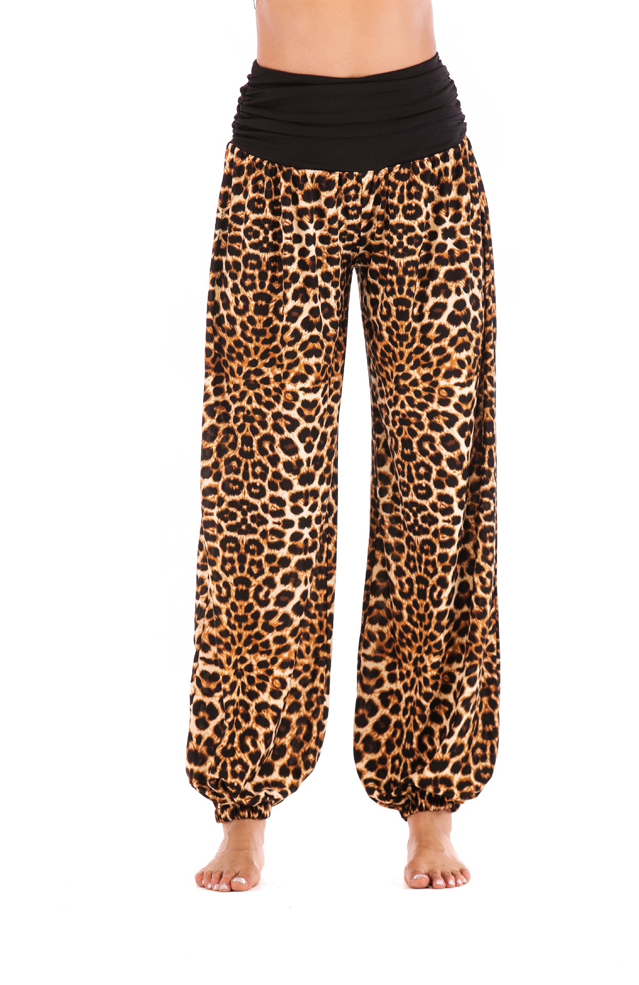 Women Leopard Printed Yoga Pants High Waist Daily Casual Loose Long Wide Leg Sport Workout Trousers leopard