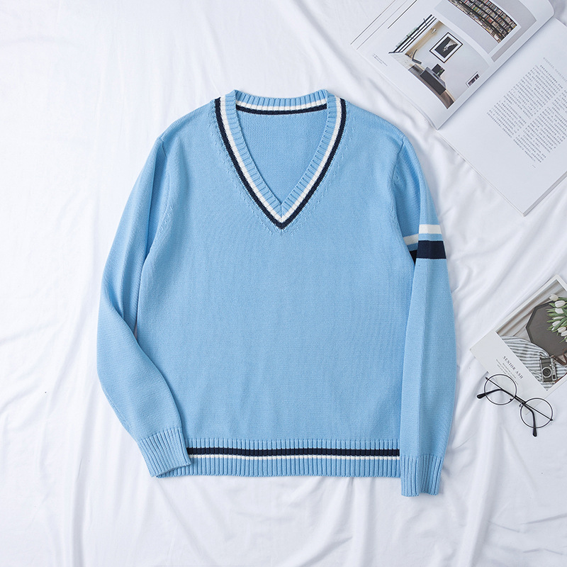 blue uniform sweater