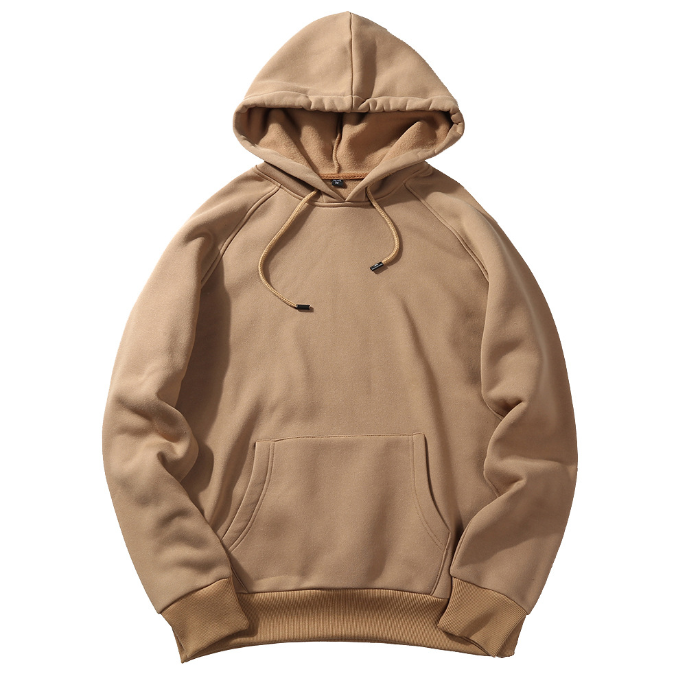 Men Hoodies Winter Warm Long Sleeve Streetwear Hip Hop Casual Hooded Sweatshirts Khaki