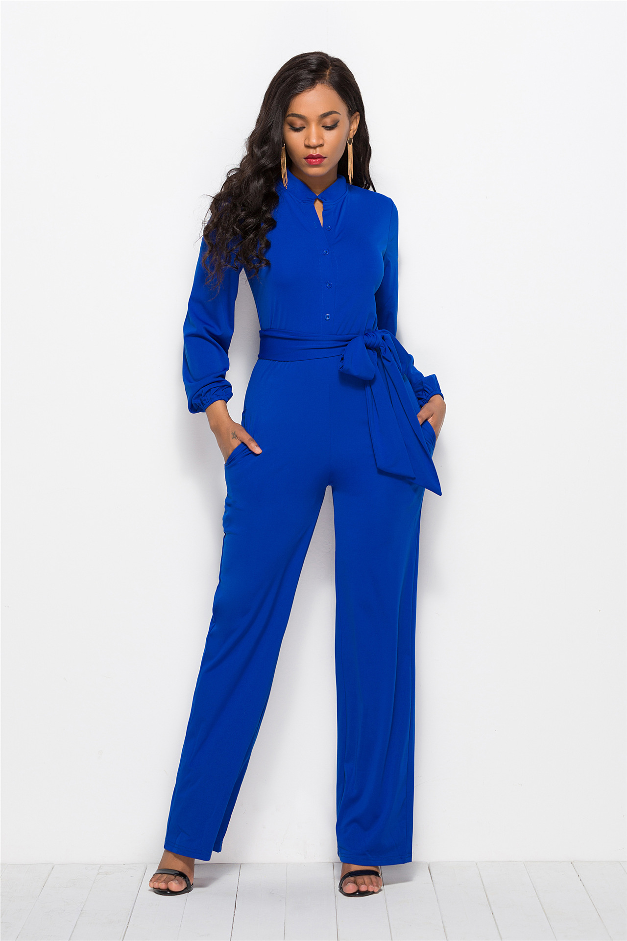 blue jumpsuit long sleeve