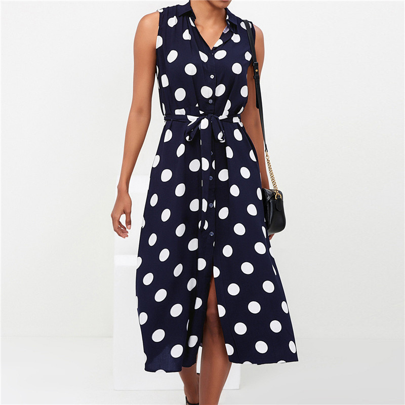 womens navy polka dot dress