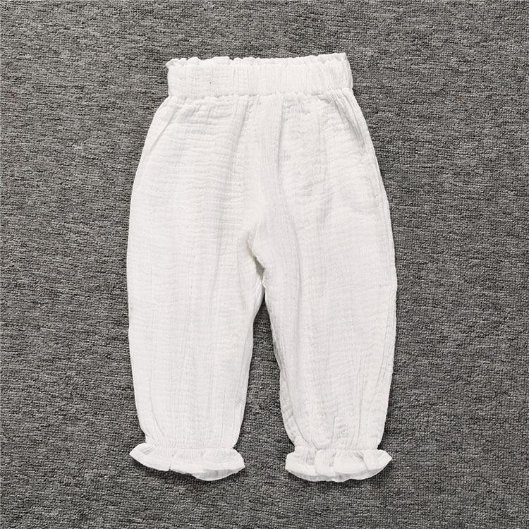 Baby Boys Girls Harem Pants Casual Linen Summer Kids Children Long Lantern Trousers off white