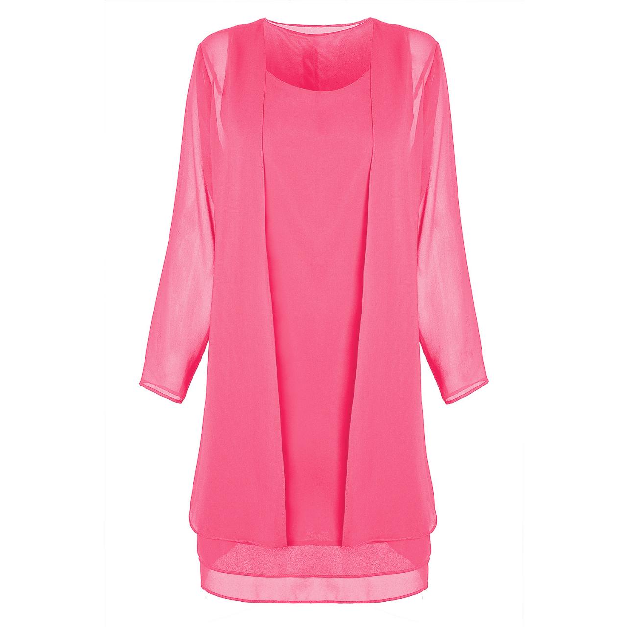 pink chiffon midi dress