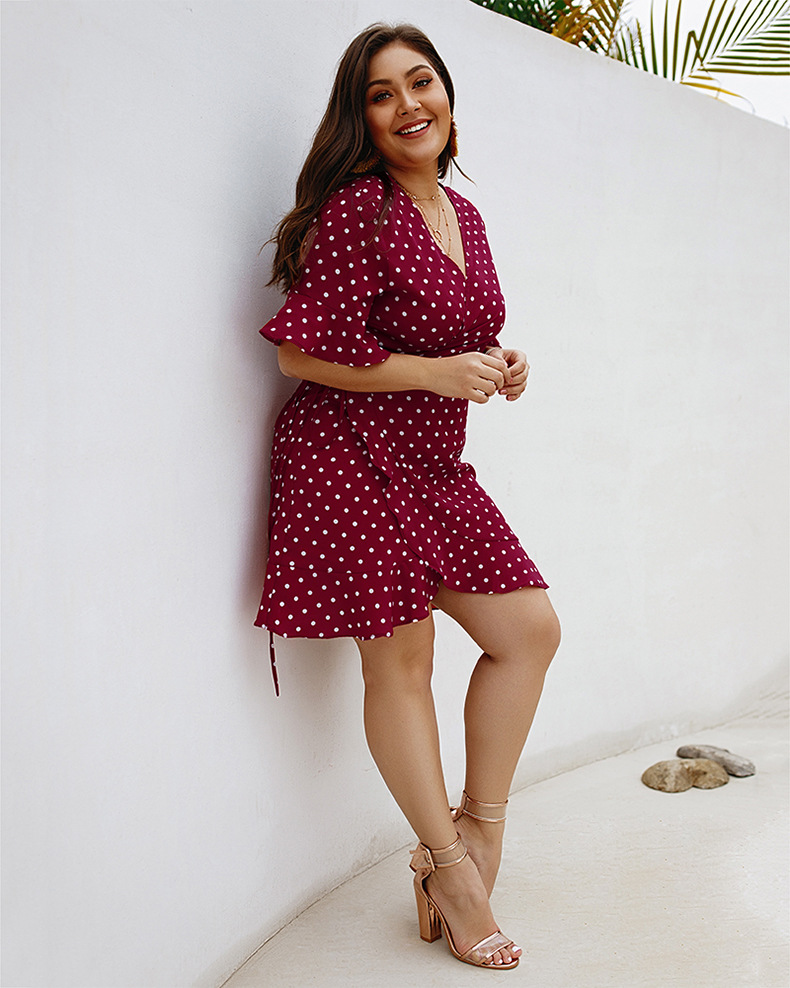 wine polka dot dress