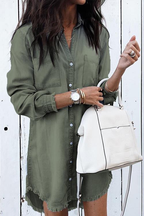 army green denim shirt