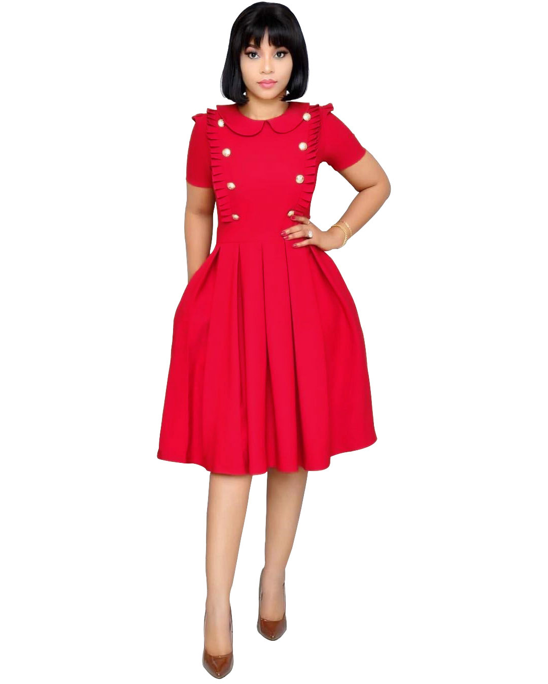 red peter pan dress