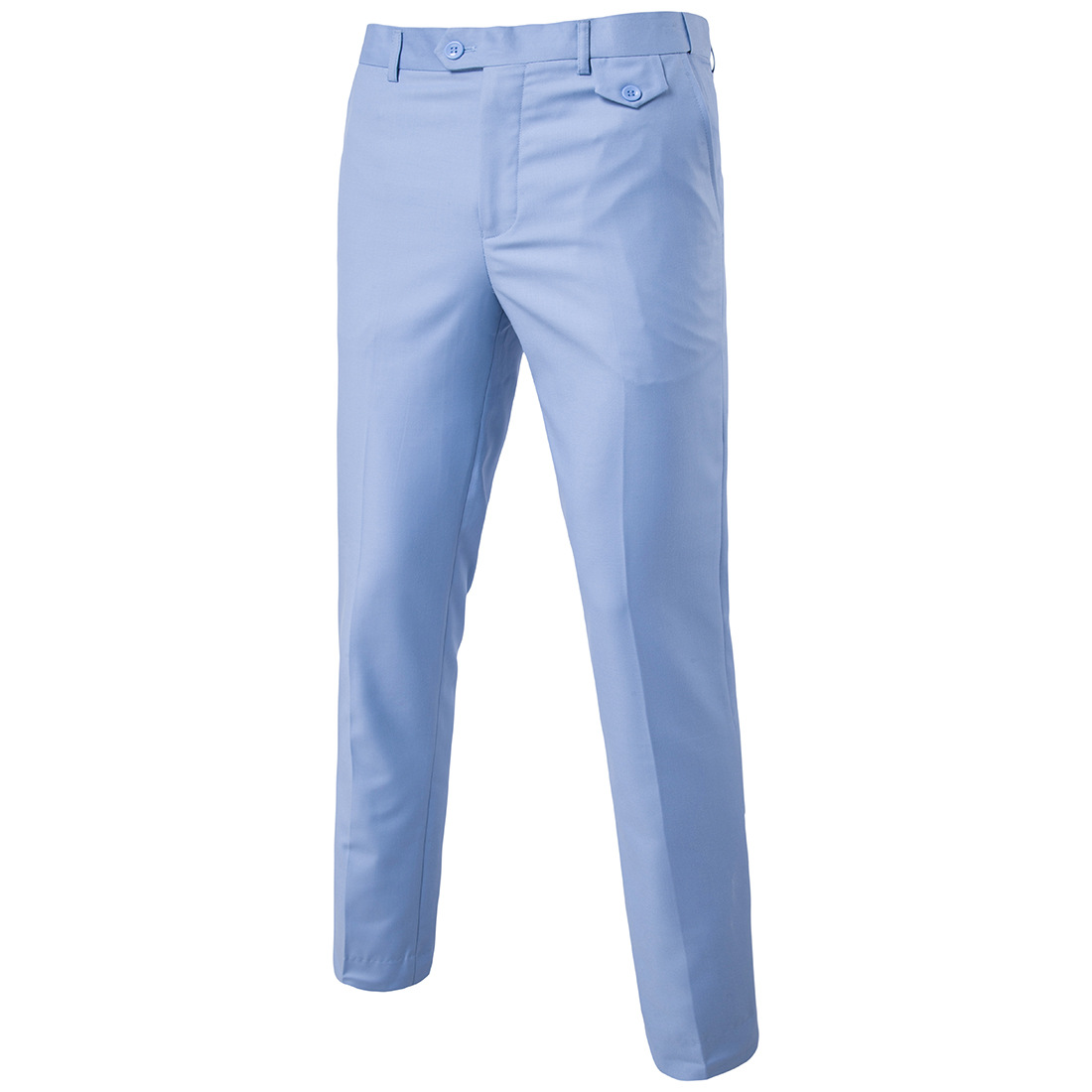 Men Suit Pants Cotton Solid Casual Business Formal Bridegroom Plus Size Wedding Trousers light blue