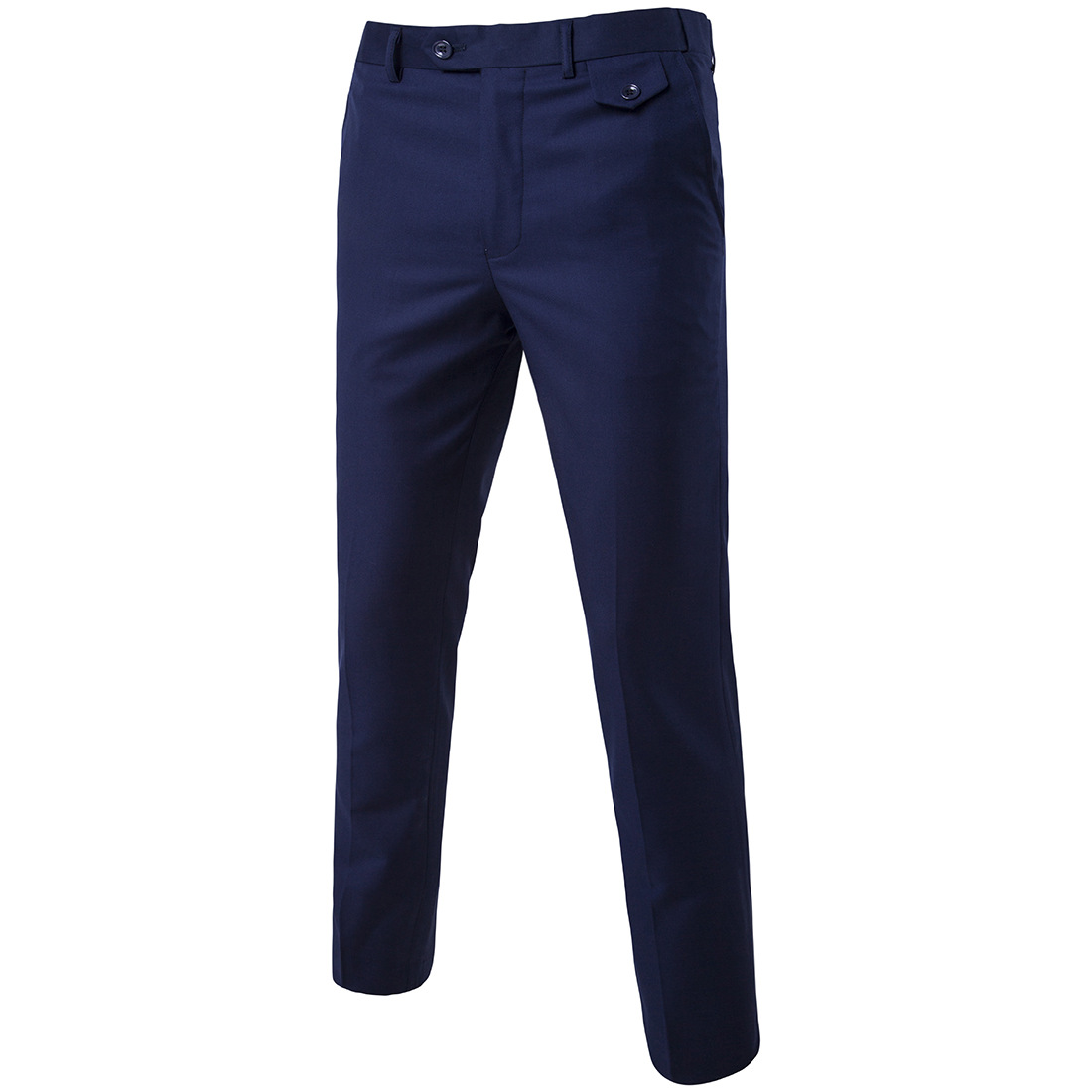 Men Suit Pants Cotton Solid Casual Business Formal Bridegroom Plus Size Wedding Trousers navy blue