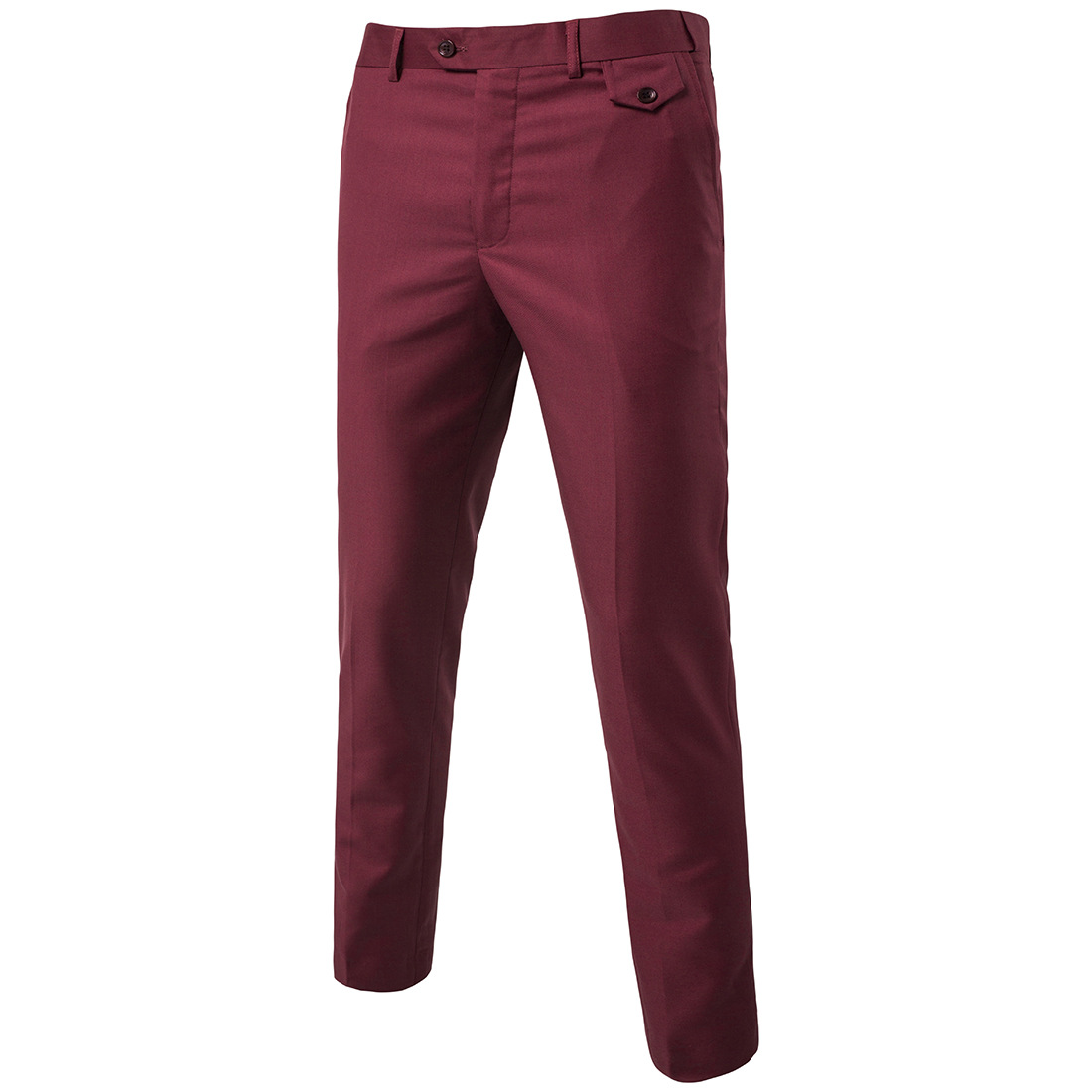Men Suit Pants Cotton Solid Casual Business Formal Bridegroom Plus Size Wedding Trousers wine red