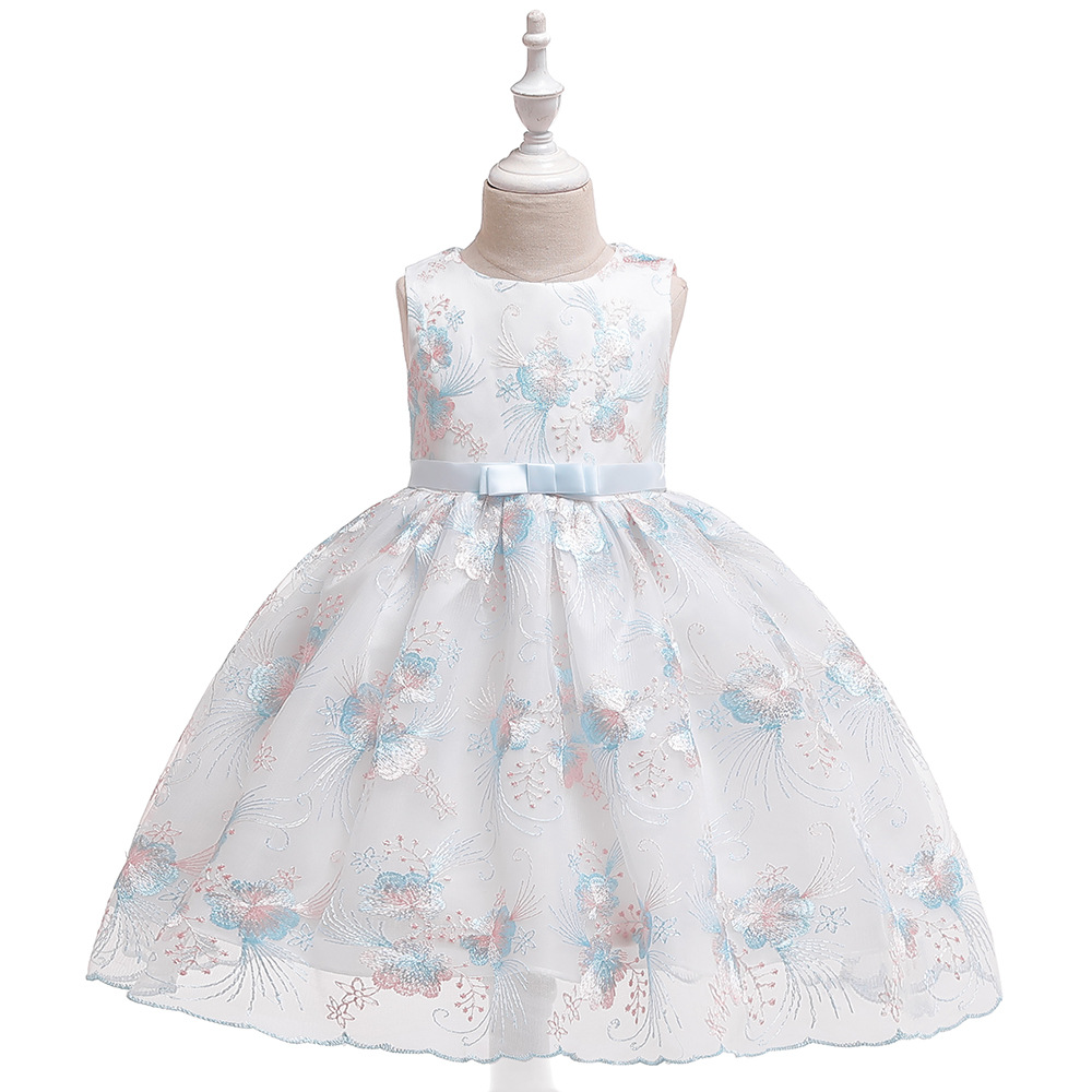 blue floral flower girl dresses