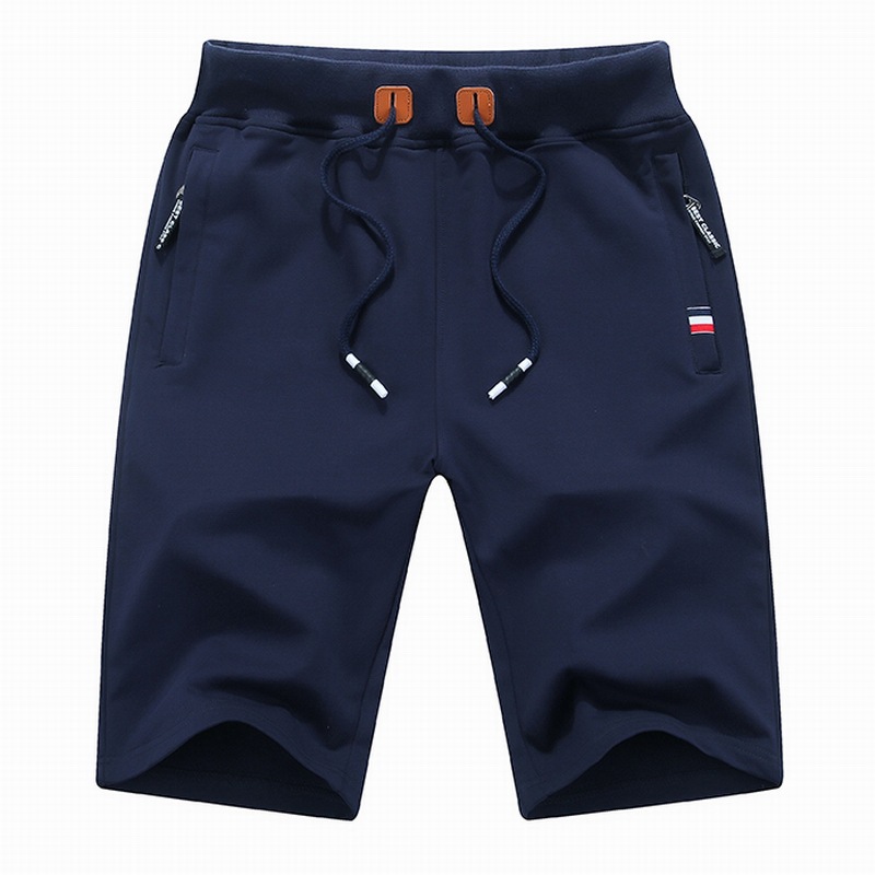 Men Sport Shorts Drawstring Waist Knee Length Running Basketball Athletic Fitness Workout Shorts navy blue