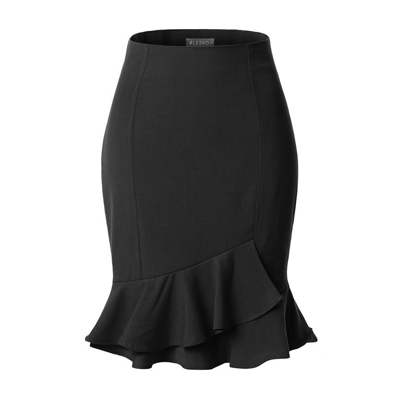 Women Summer New Half-length Skirt Sell Solid High-waist Slim Lotus Leaf OL Short Skirt 