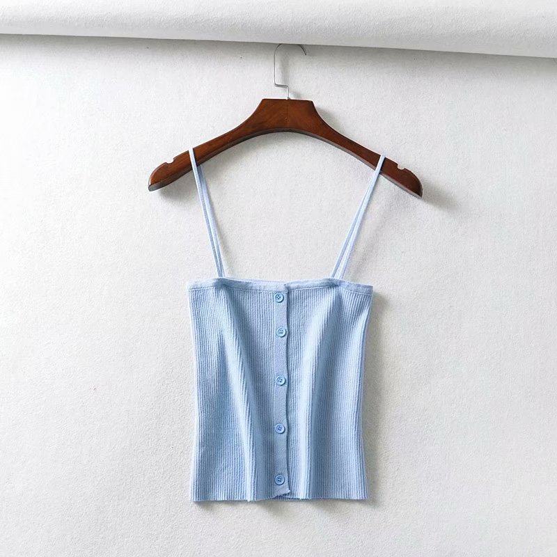 Spring 2020 New Women vest Single Breasted Knit Camisole tank tops
