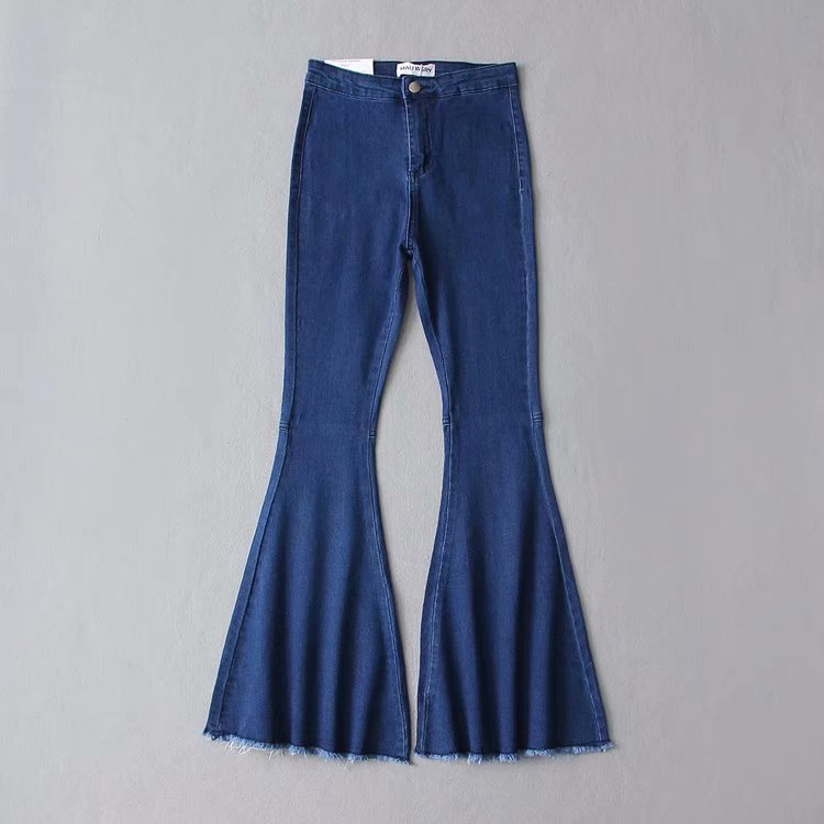 women The new denim bell-bottom fashion for spring is skinny high-waisted solid long jeans pant 