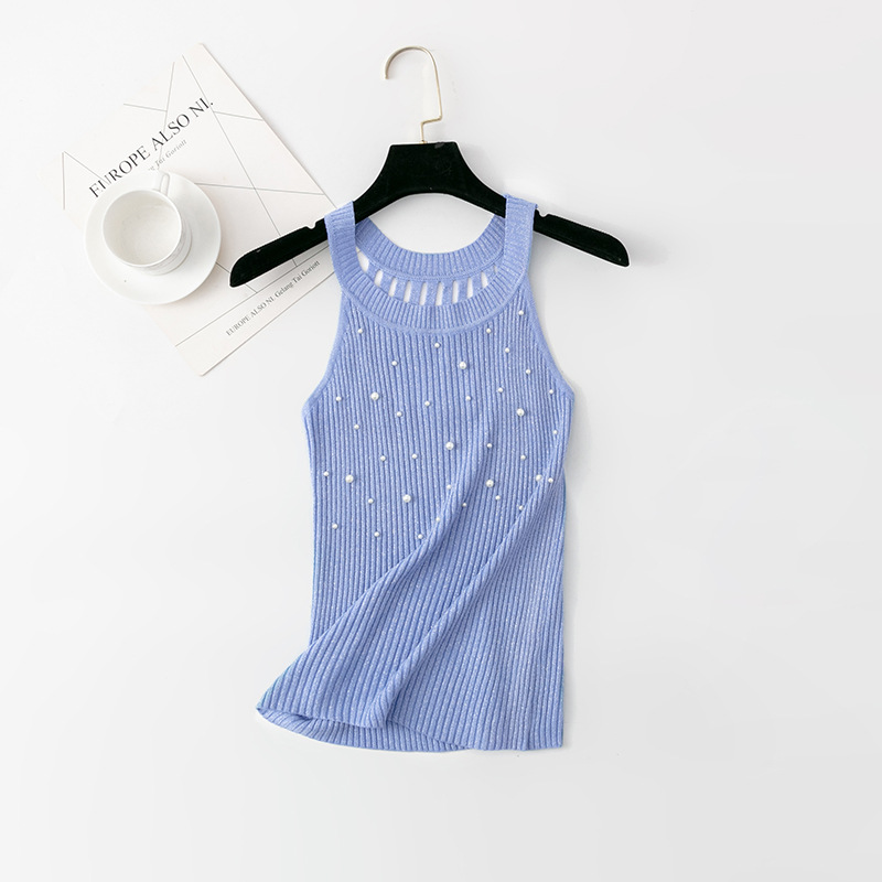 Women Round Neck Sexy Suspenders Vest Bright Line Sleeveless Suspenders Ladies Inner Summer Halter Bottoming Top