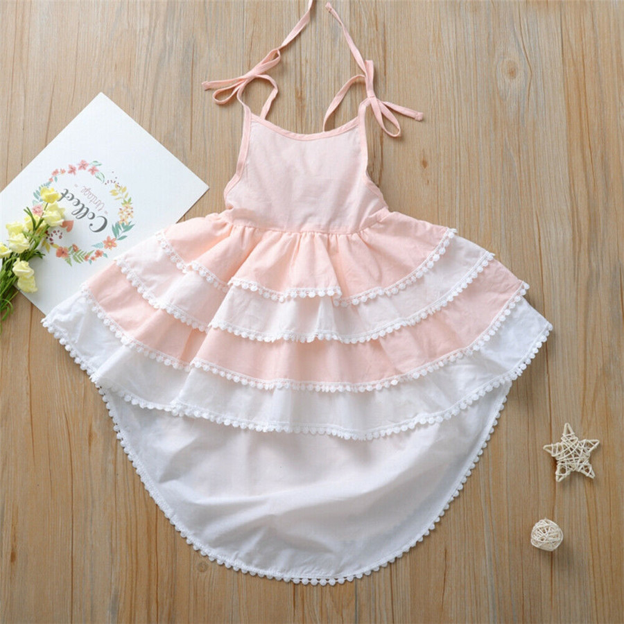 Hi Lo Flower Girl Dress Baby Kids Princess Lace Pageant Wedding Party Prom Gown