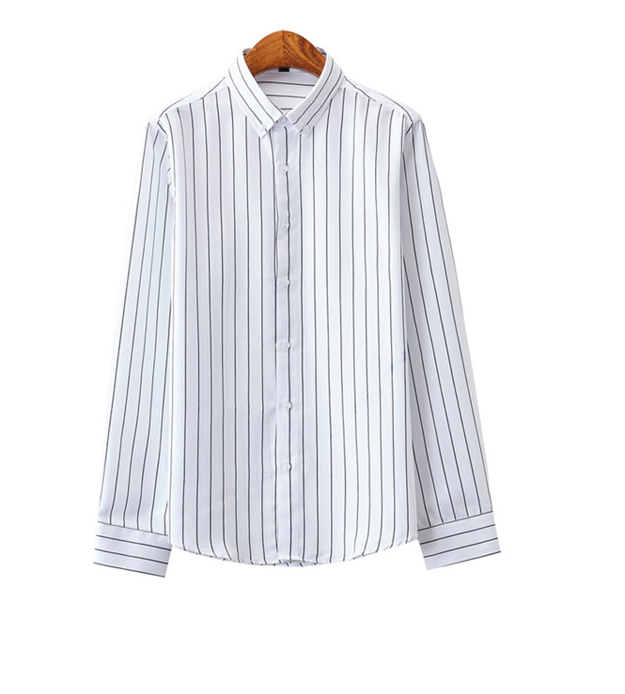 Men Casual Striped Shirt Long Sleeve Male Slim Fit Business Shirt Size S-5XL