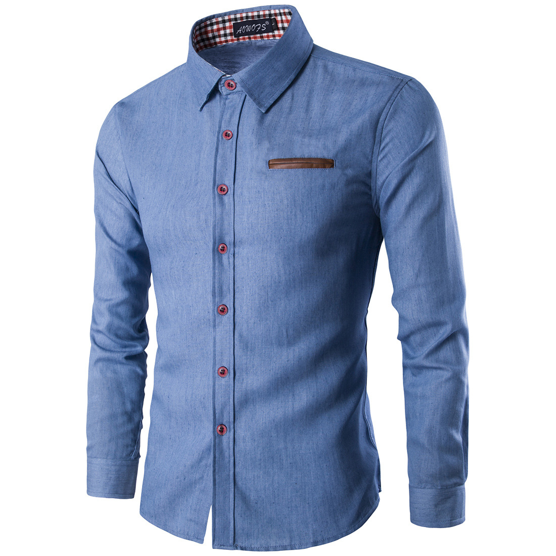 New Men Casual Fashion Wash Denim Shirts Long Sleeves Smart Casual Slim Fit Jeans Clothes