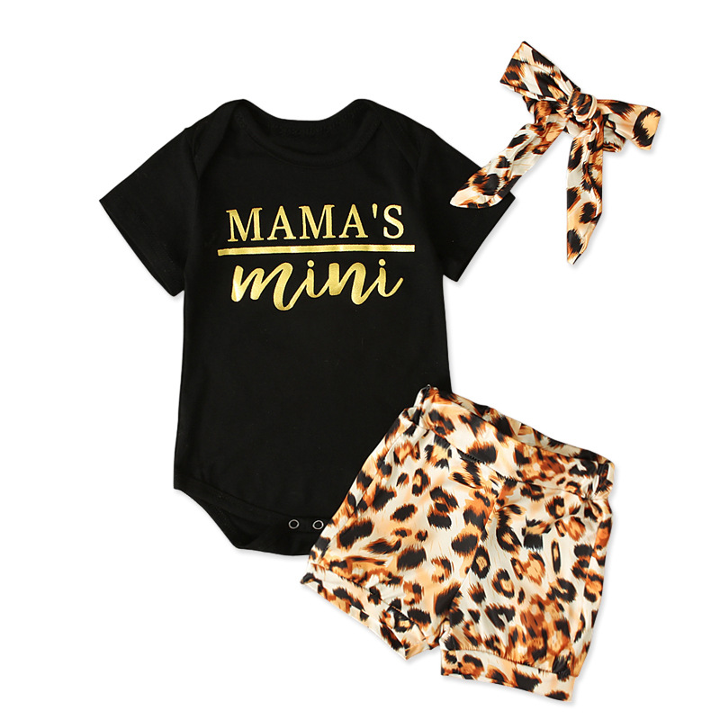 Newborn Infant Baby Girl Clothes Set Romper Tops Leopard Shorts