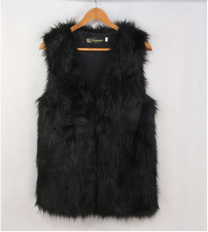  Women fox Faux Fur waistcoat Winter Sleeveless Luxury Fur Coat Plus Size Slim Long Vest 