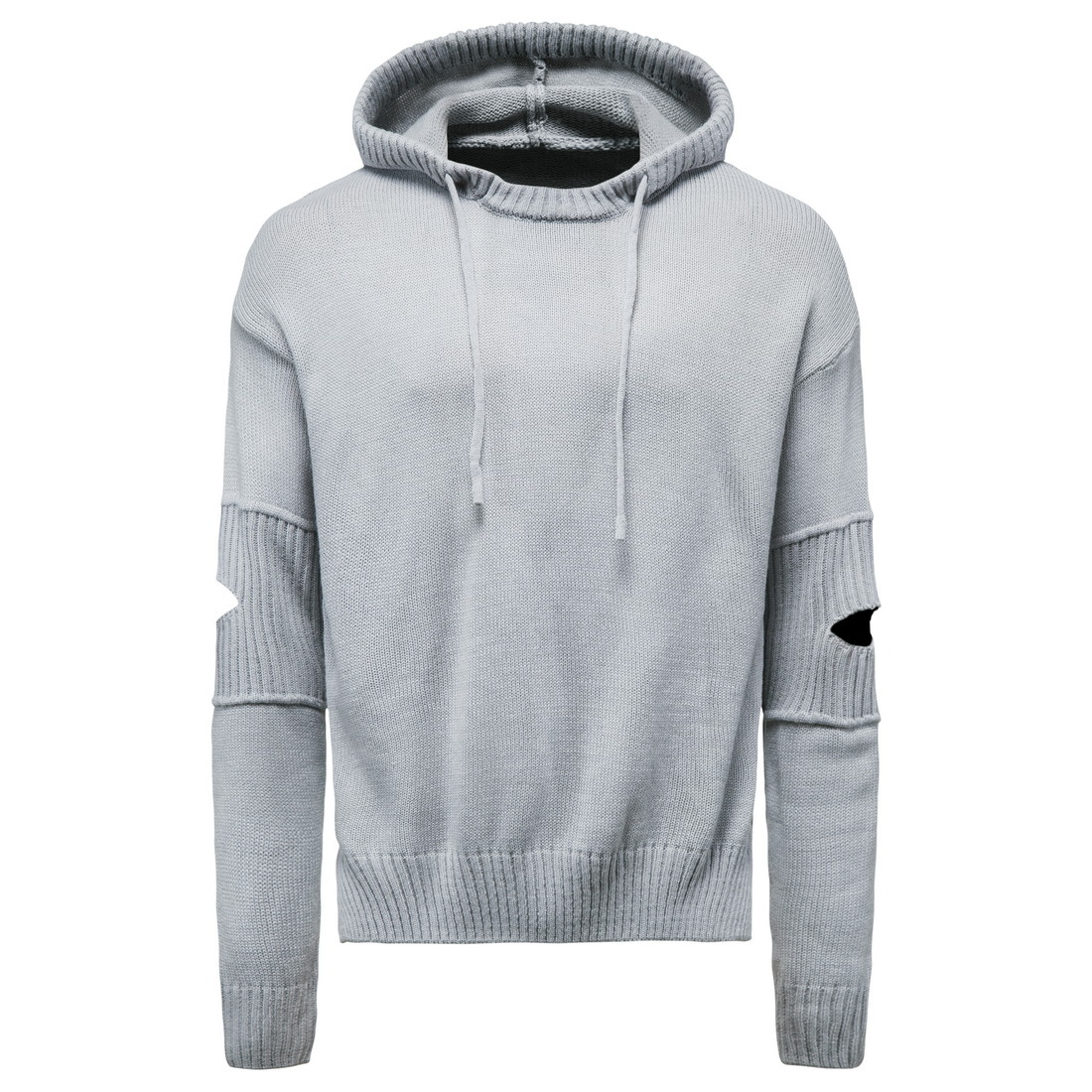  New Fashion Men Knitted Sweater Pullover Autumn Clothing solid Plus Size Hooded Hoodies