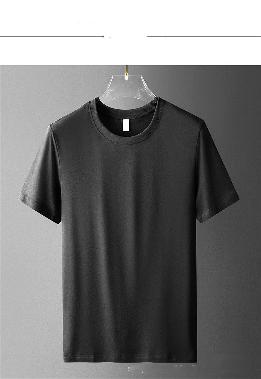 Summer new ice silk cotton short-sleeved T-shirt men half-sleeved solid bottoming shirt top breathable sports thin compassionate shirt