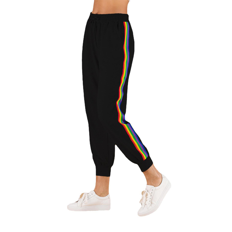 Rainbow Striped Hip-hop Graphic Sweatpants 2021 Women's Jogger Trousers Harajuku High Waist Loose Casual Pants Sweatpants