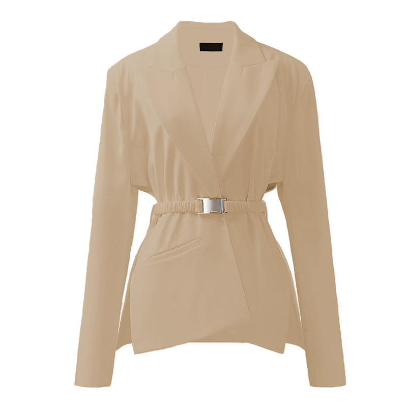 Hot Women Suit Coat Urban Office Casual Work Waist V-neck Long-sleeved Solid Coat