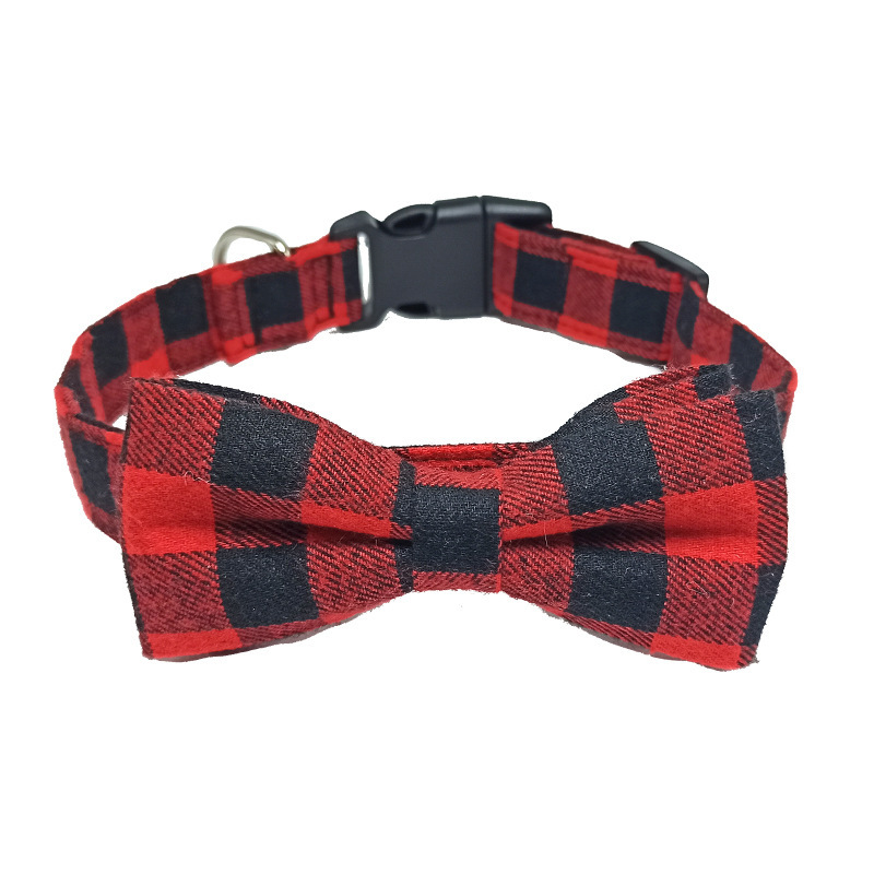 Pet Products New Products Cross-border Pet Products Christmas Pet Collar Bowknot Christmas Plaid Dog Collar