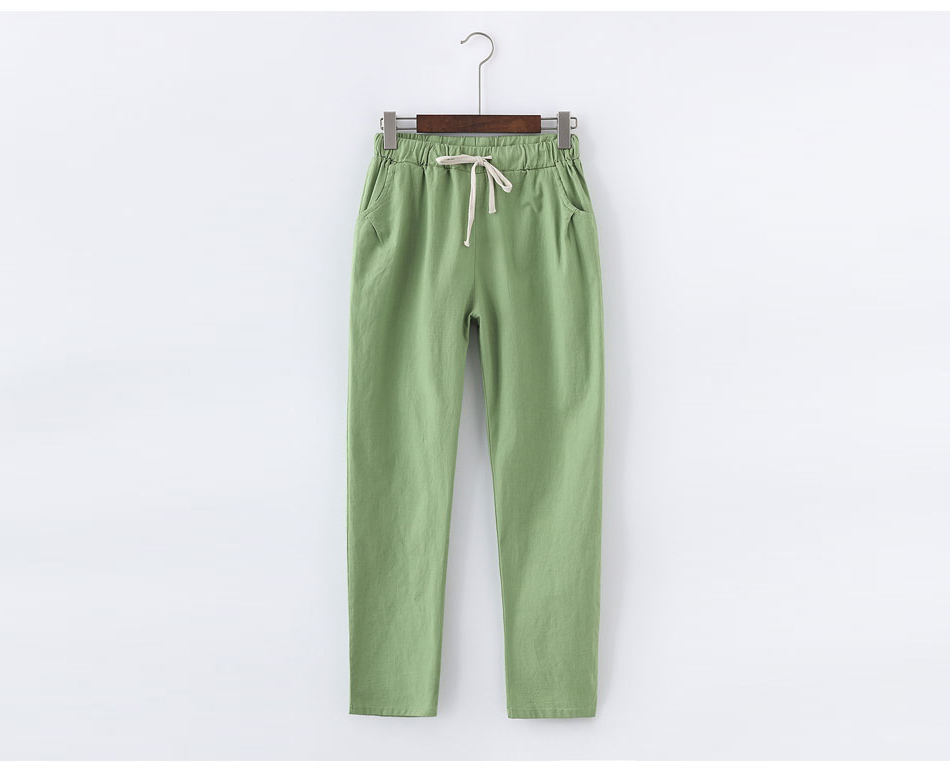 Light Cotton Linen Pants For Women Trousers Loose Casual Solid Color Women Harem Pants Plus Size Capri Summer Cargo Pants Women