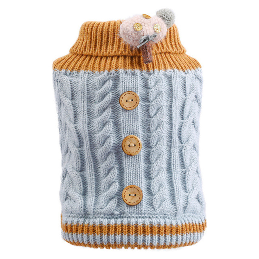 Pet dogs and cats warm and comfortable in autumn and winter, home clothes, cat clothes, teddy bear twist button sweater