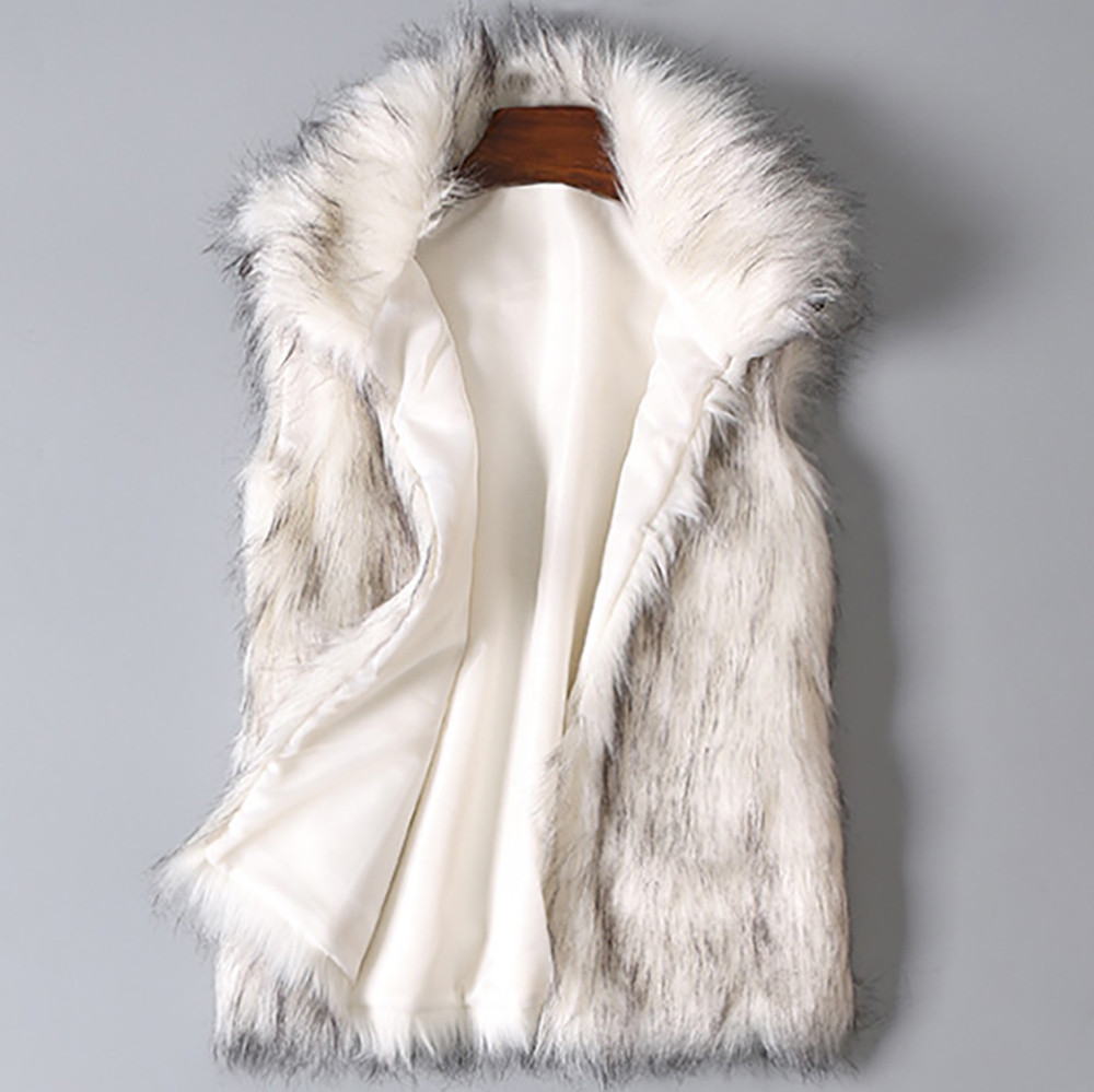 Faux Fur Vest Women Plus Size Furry Short Vests Coat Autumn Winter Overcoat