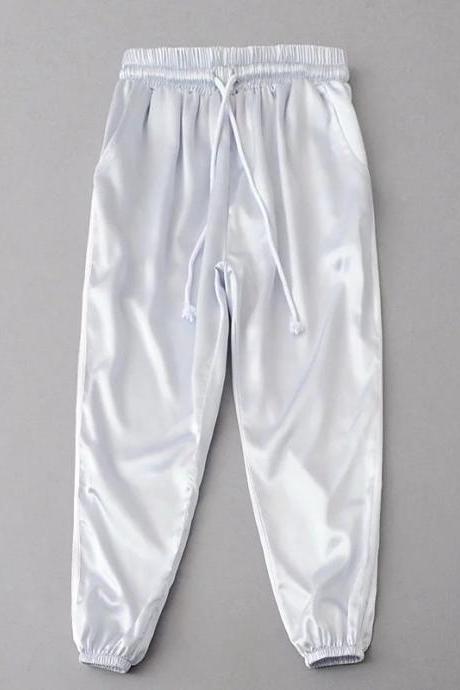 Sweatpants Women Sport Pants Joggers Casual Harlan Yoga Gym Side Striped Drawstring High Waist Lady Femme Trousers silver