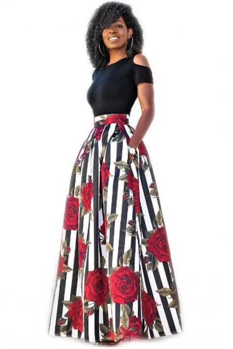 Fake Two Pieces Women Maxi Dress Casual Short Sleeve Long Floral Formal Evening Gowns1#