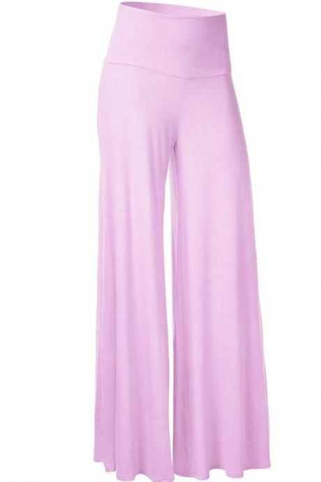 Women Slim Flare Pants High Waist Long Trousers Casual Office Work Wide Leg Trousers lilac