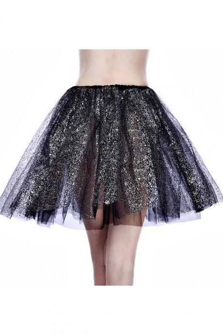 Adult Tutu Skirt Sequin Gilding Polka Dot 3 Layers Party Dance Ballet Pettiskirt Tulle Girl Mini Skirt black