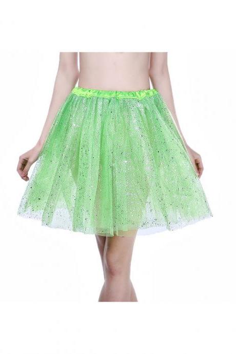Adult Tutu Skirt Sequin Gilding Polka Dot 3 Layers Party Dance Ballet Pettiskirt Tulle Girl Mini Skirt Lime Green