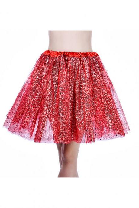 Adult Tutu Skirt Sequin Gilding Polka Dot 3 Layers Party Dance Ballet Pettiskirt Tulle Girl Mini Skirt Red