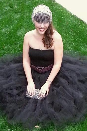 Puffty Women Tulle Tutu Skirt High Waist Lace up Jupe Female Prom Party Bridesmaid Skirts black