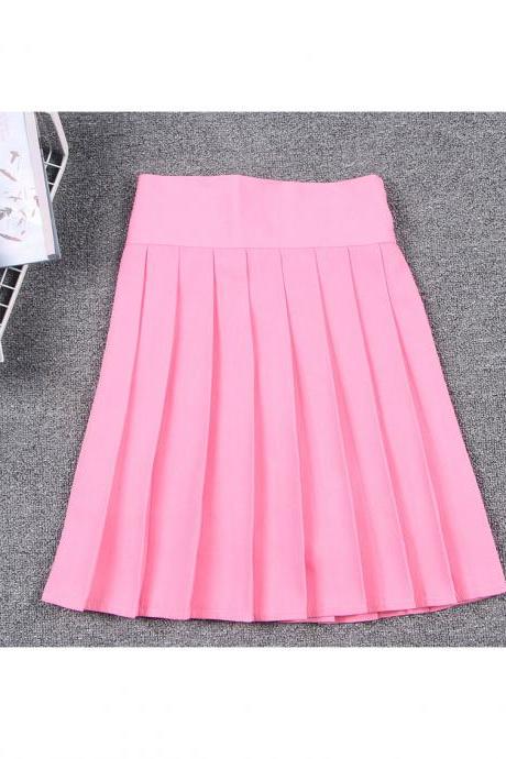 Harajuku JK Summer Skirt Women High Waist Cosplay Solid Girl Mini Pleated Skirt pink