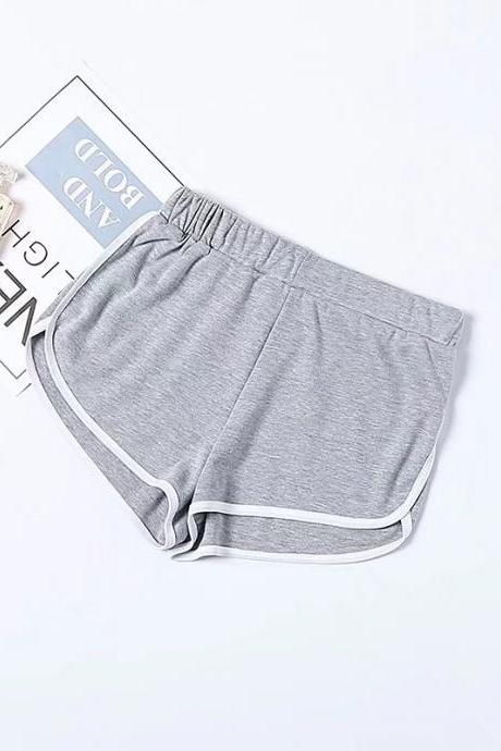 Women Summer Shorts Elastic Waist Streetwear Loose Letter Printed Soft Cotton Casual Shorts gray