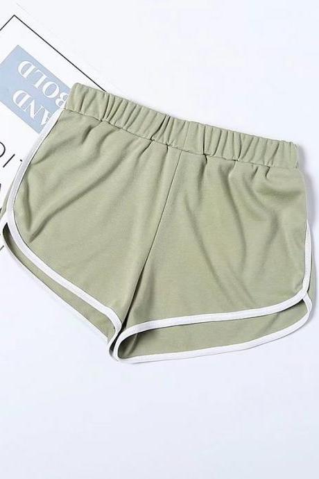 Women Summer Shorts Elastic Waist Streetwear Loose Letter Printed Soft Cotton Casual Shorts sage