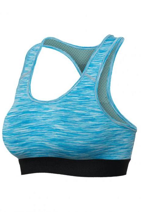 Women Camouflage Yoga Sport Bra Wirefree Shockproof Gym Running Bra Cropped Tops Fitness Underwear Vest blue