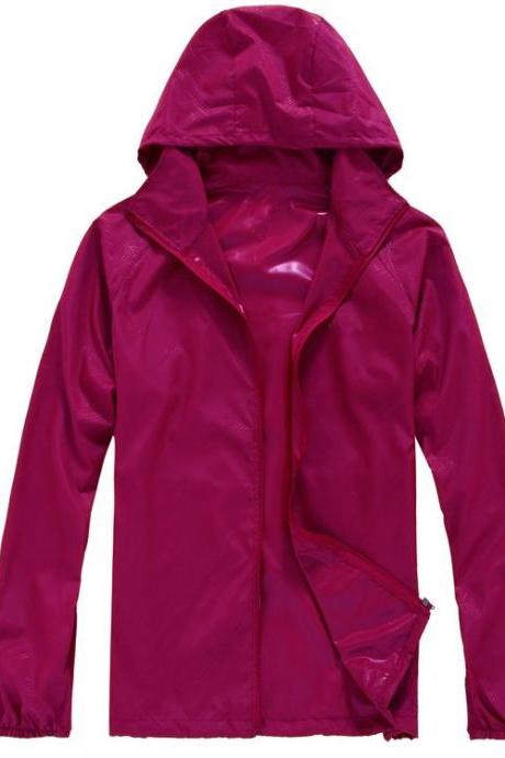 Unisex Sun Protection Clothes Outdoor UV-Proof Quick Dry Fishing Climbing Coat Women Men Hooded Jacket fuchsia