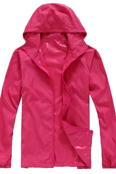 Unisex Sun Protection Clothes Outdoor UV-Proof Quick Dry Fishing Climbing Coat Women Men Hooded Jacket hot pink