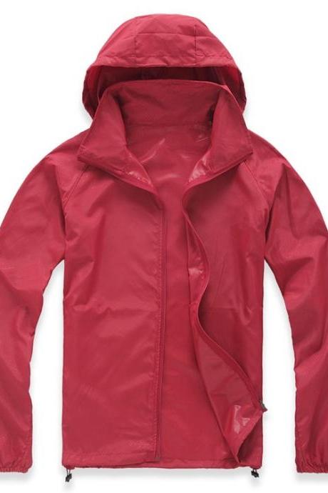  Unisex Sun Protection Clothes Outdoor UV-Proof Quick Dry Fishing Climbing Coat Women Men Hooded Jacket red
